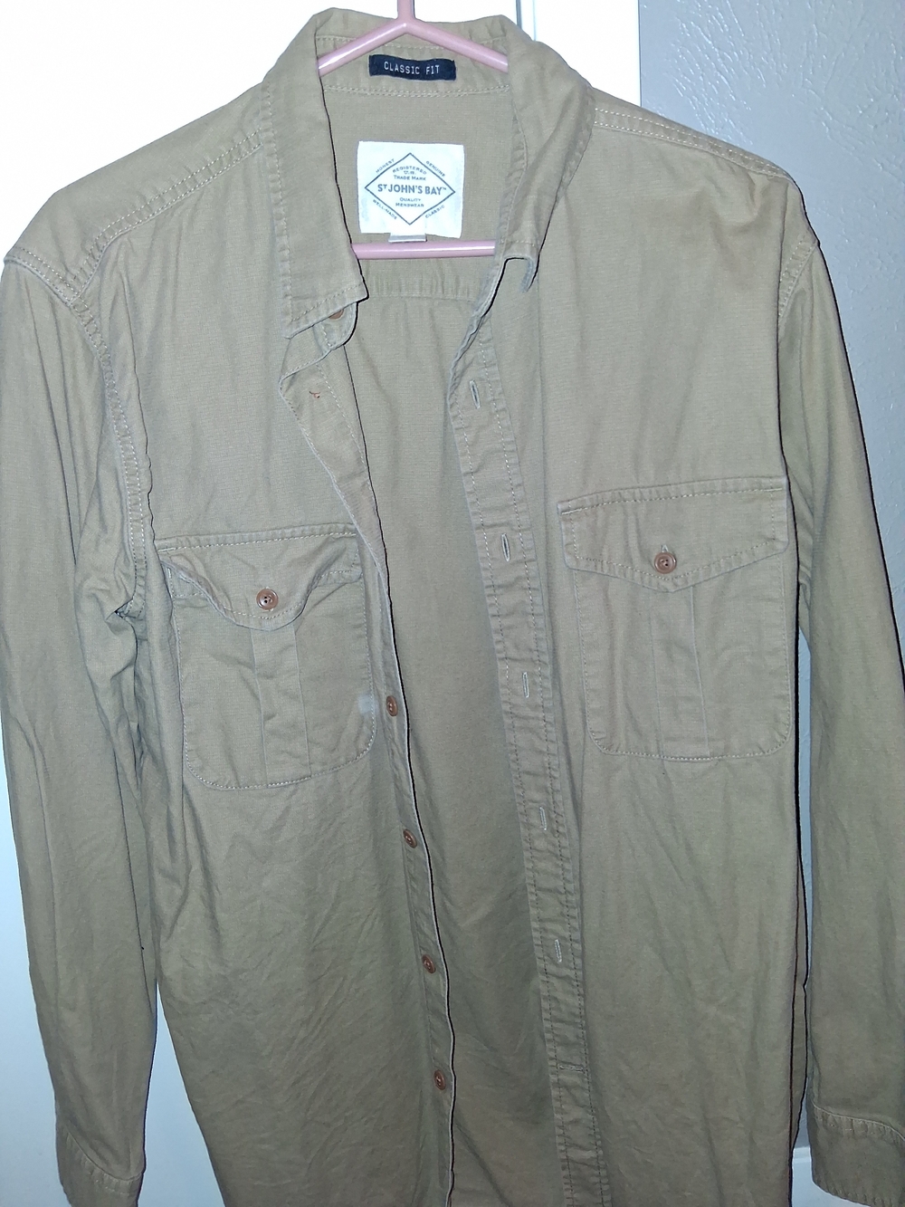 St. John's Bay Men's Khaki Button-Up Shirt Jacket
